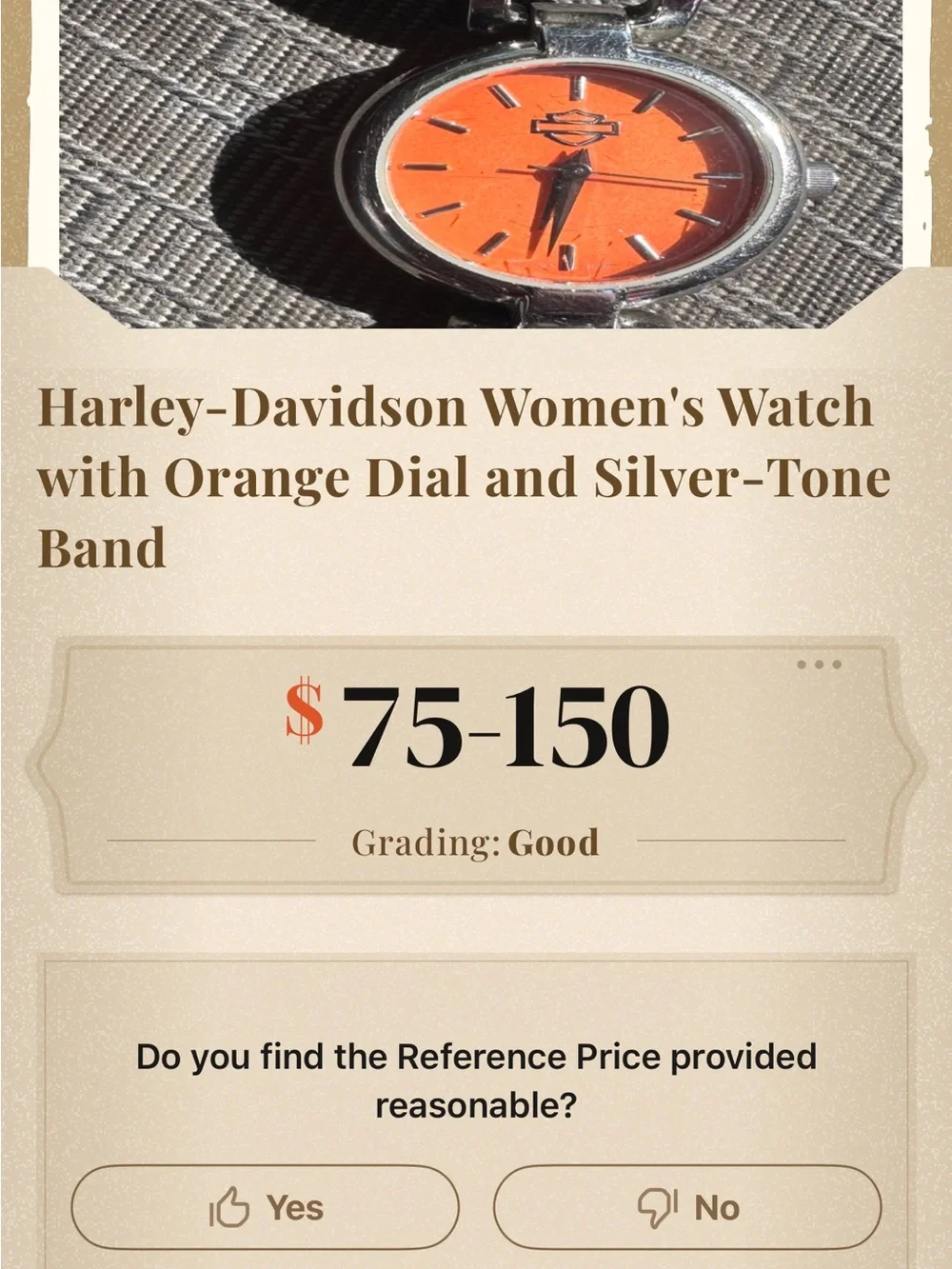 Harley-Davidson Silver Bracelet Watch with Bright Orange Dial